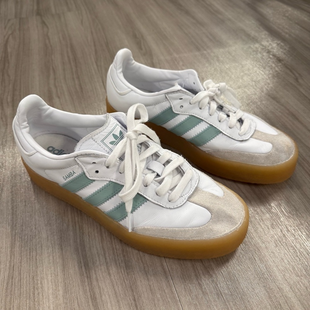 Adidas Samba White, Beige and Blue Sneakers
